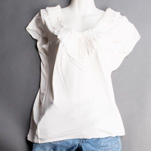 Adrienne Vittadini White Short Sleeve Shirt